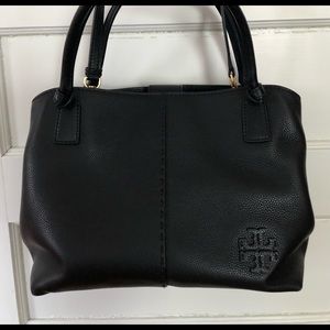 Tory Burch Black McGraw Satchel   EUC